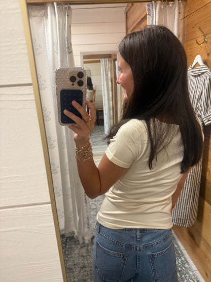 Cream Square Neck Top