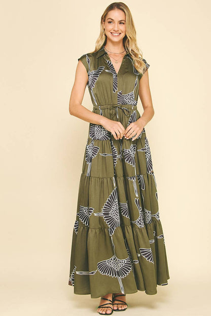Print Tiered Maxi Dress