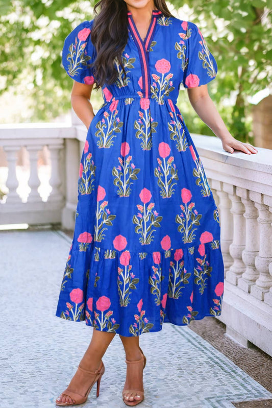 Floral Puff Maxi Dress