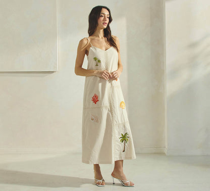 Tropical Embroidered Maxi Dress