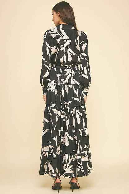 Print Button Down Maxi Dress