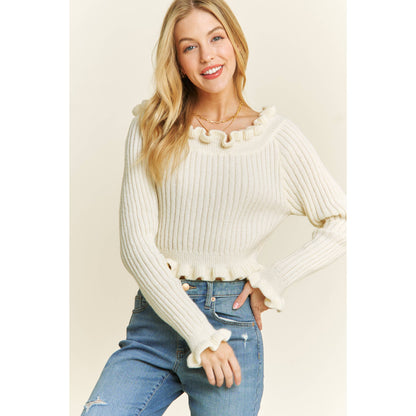 Off Shoulder Ruffle Sweater