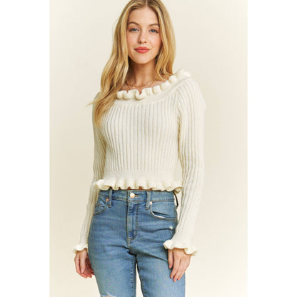 Off Shoulder Ruffle Sweater