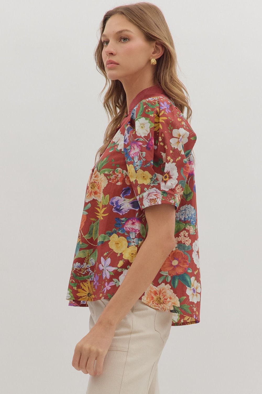 Floral Print Puff Short Sleeve