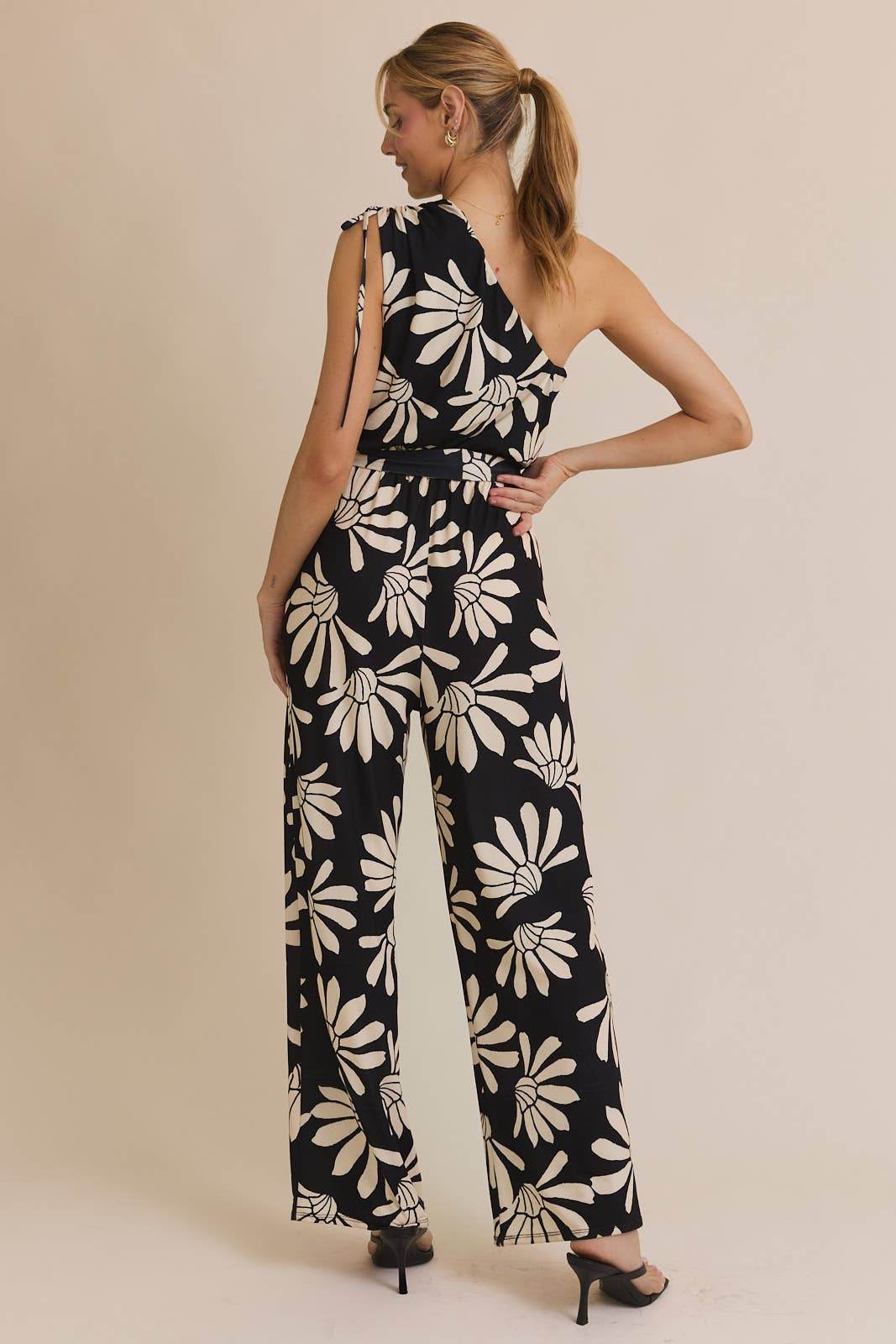 One Shoulder Floral Jumpsuit