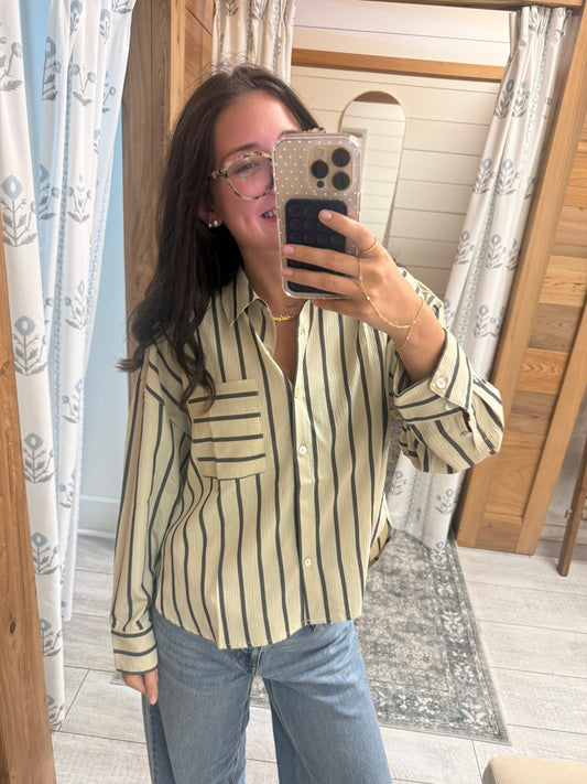 Sage Stripe Blouse