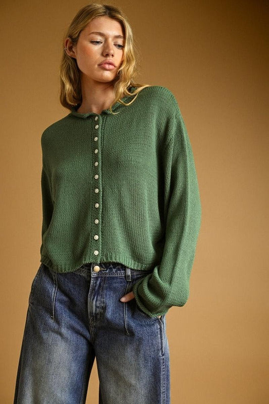 Green Ivy Easy Knitted Cardigan