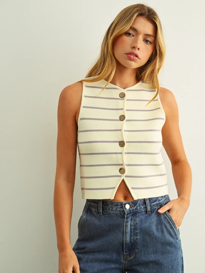 Stripe Pattern Knitted Vest