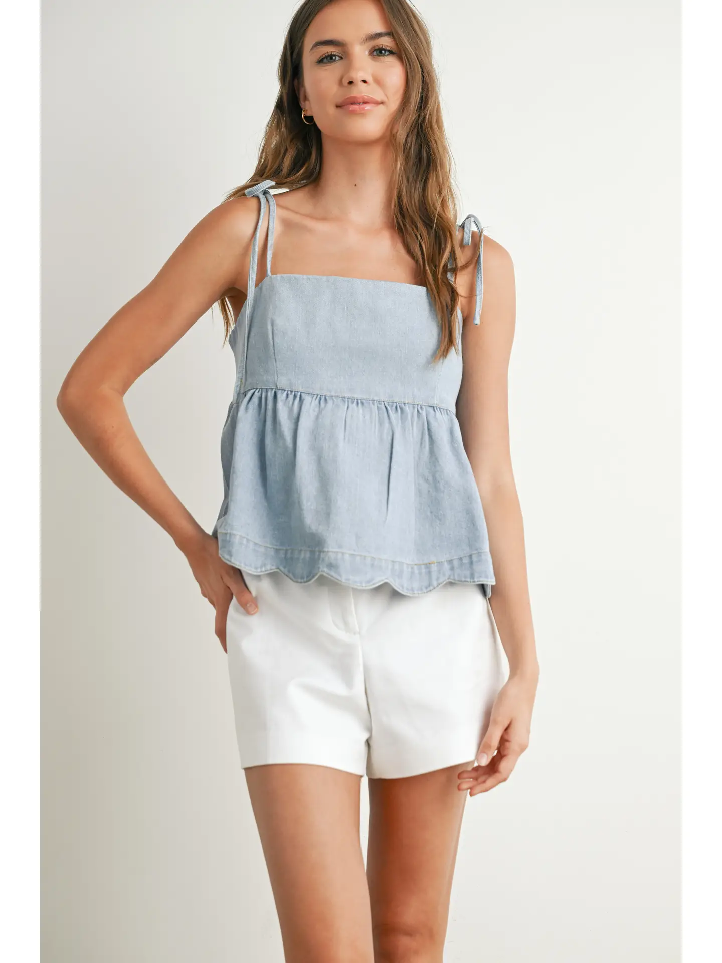 Denim Tie-Strap Top
