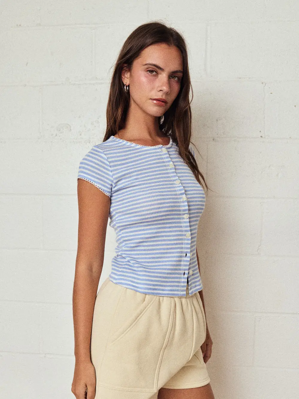 Striped Button Top