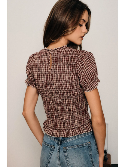 Smocked Gingham Top