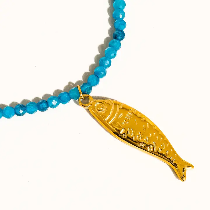 18K Gold Fish Necklace