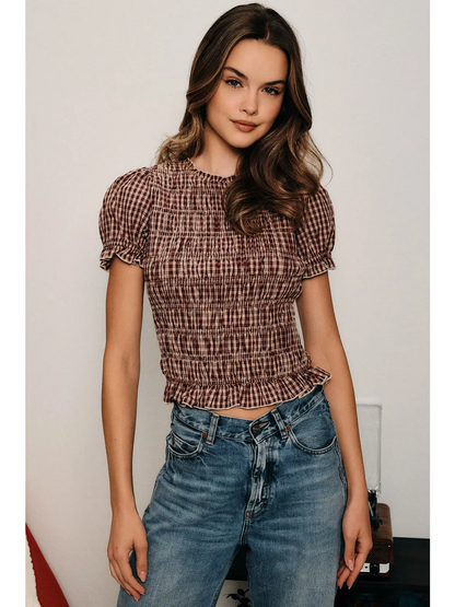 Smocked Gingham Top