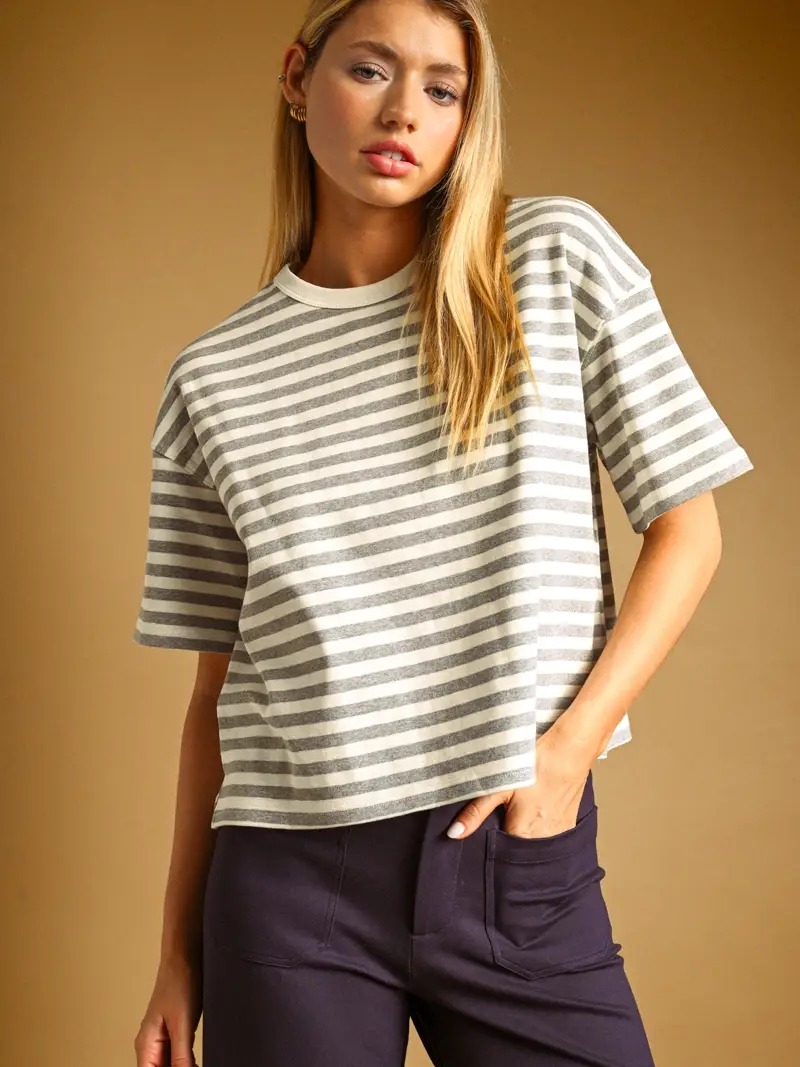 Bold Grey  Stripe Top
