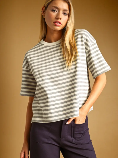 Bold Grey  Stripe Top