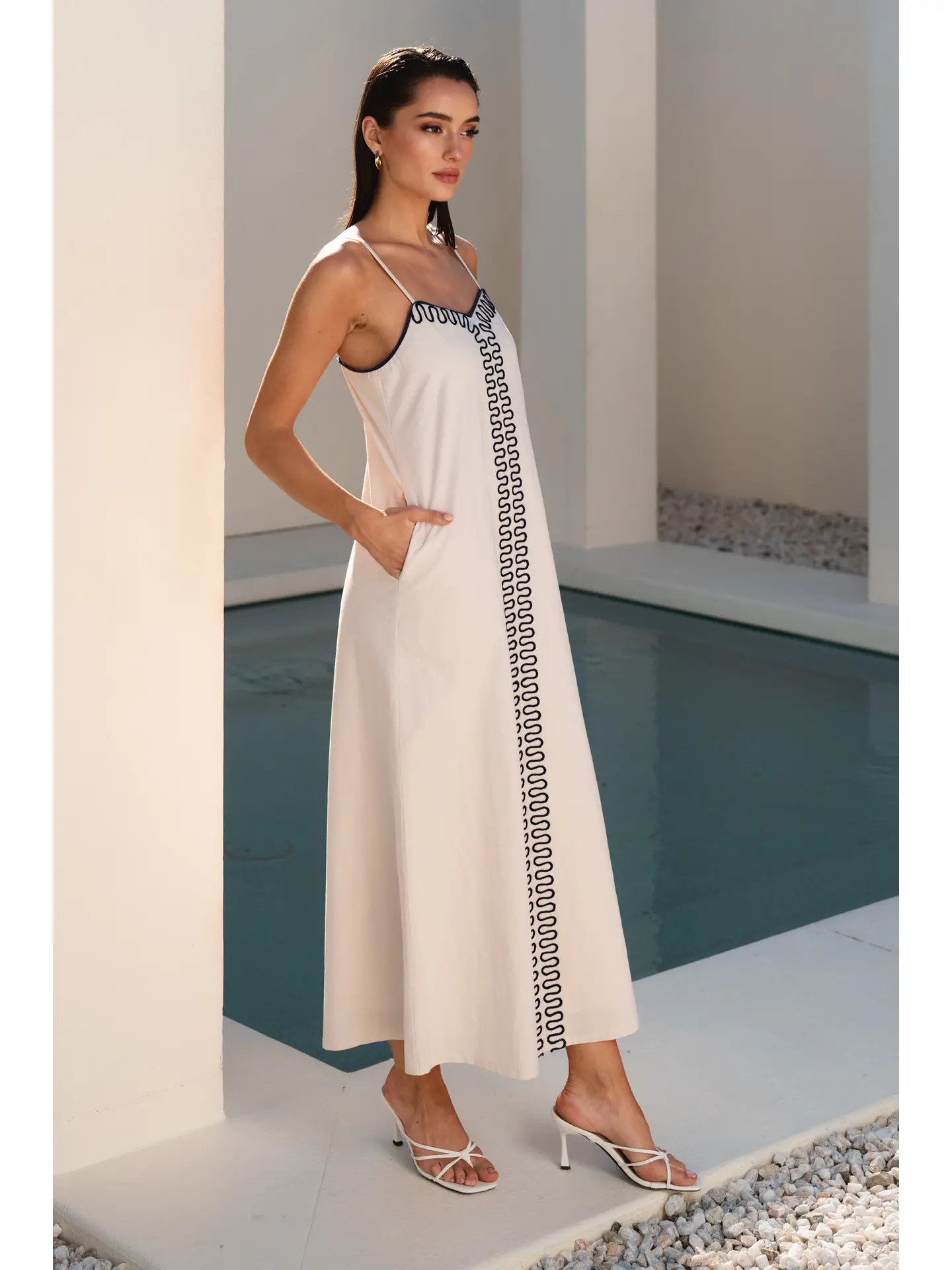 Embroidered Strap Maxi Dress