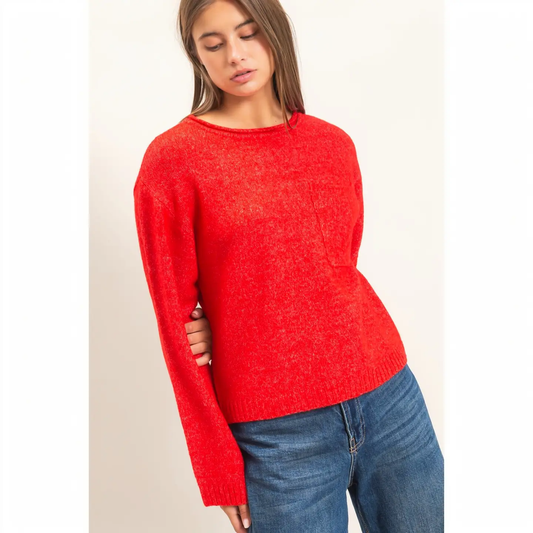 Red Wide Sleeve Sweater