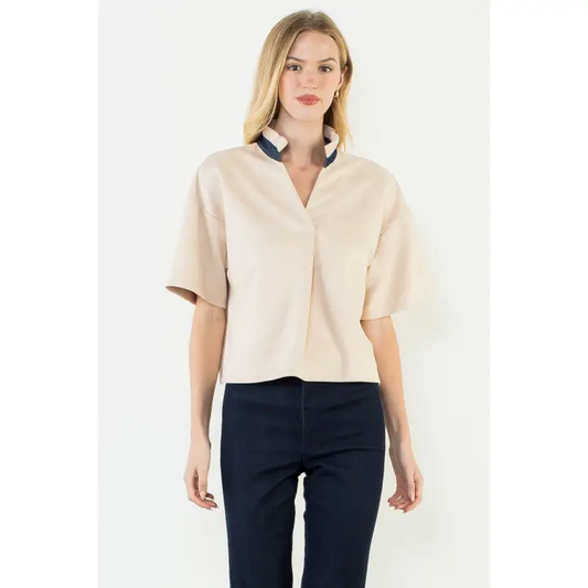 Short Sleeve Suede Top