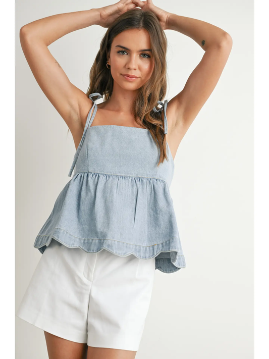 Denim Tie-Strap Top