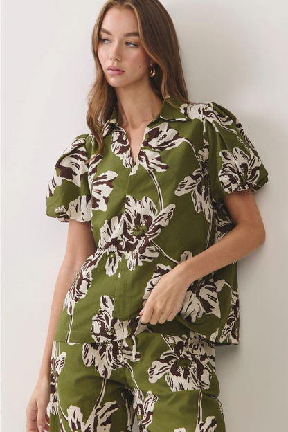 Floral Puff Top