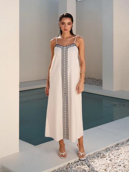 Embroidered Strap Maxi Dress