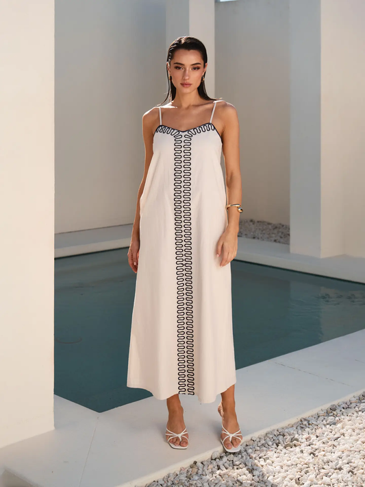 Embroidered Strap Maxi Dress