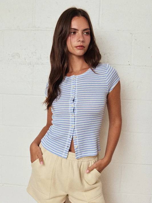 Striped Button Top
