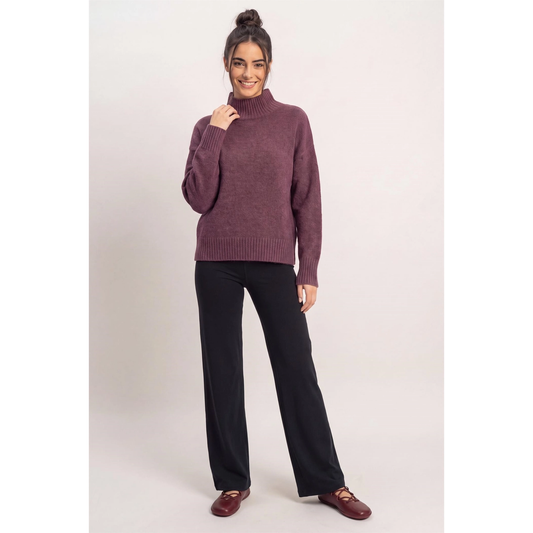 Plum Mockneck Sweater