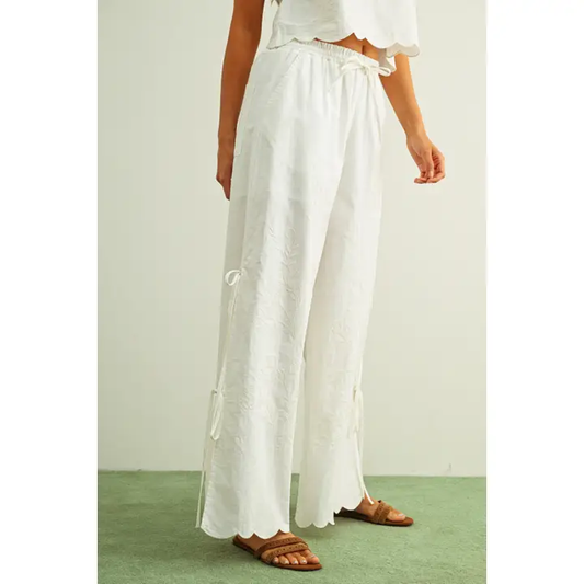Embrodiery with Tie On the Side Pants