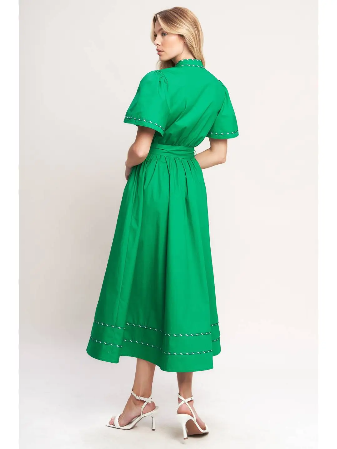 A Solid Woven Midi Dress