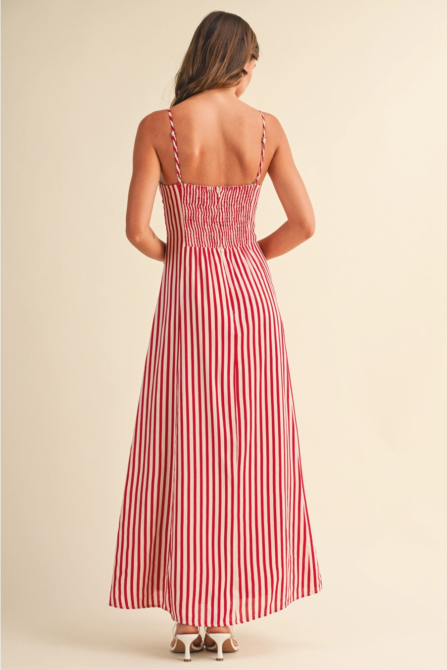 Striped Sleeveless Flared Maxi