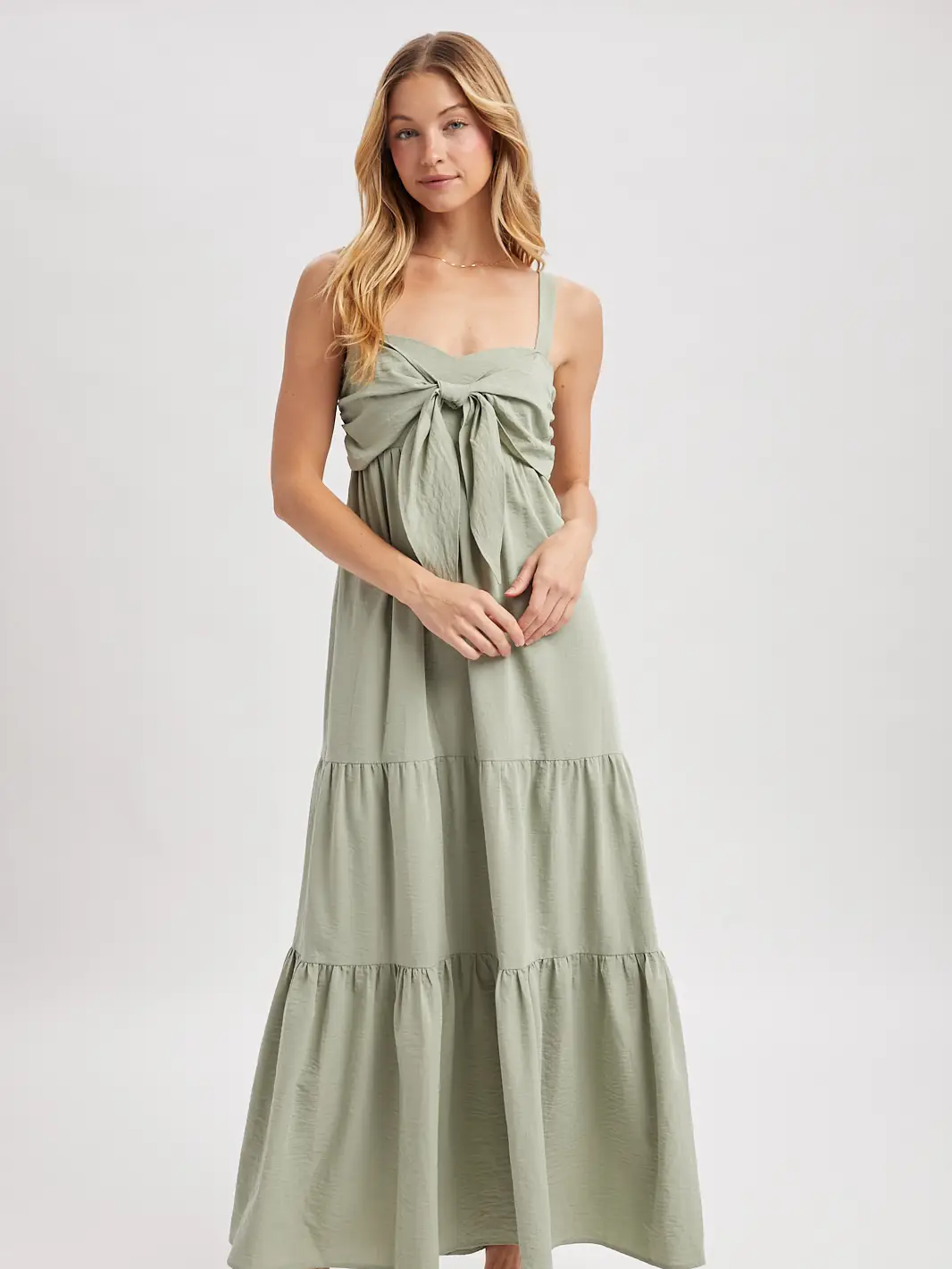 Self Front Tie Maxi Dress
