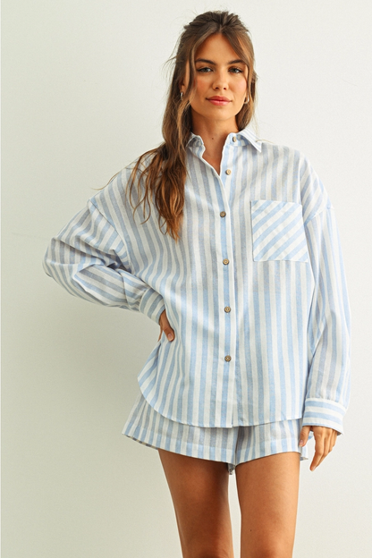 Striped Button Down Linen Shirts