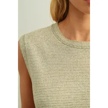 Pinstriped Sleeveless Knit Top
