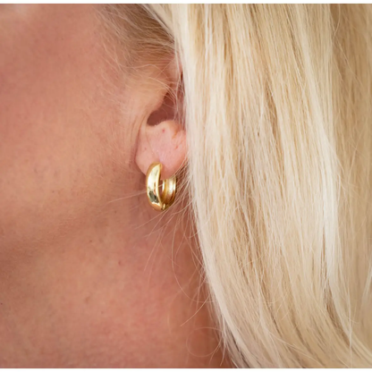 Chunky Huggie Hoops Earrings Gold Filled