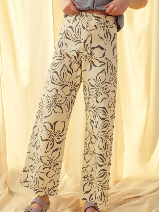 Floral Print Stretch Pants