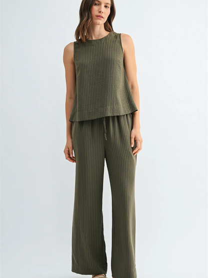 Tie Front Stripe Pants