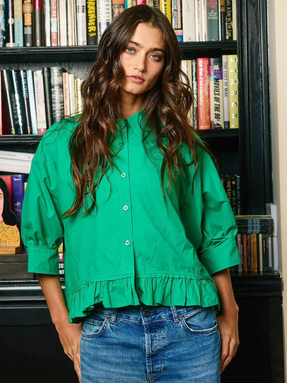 Ruffled Green Blouse
