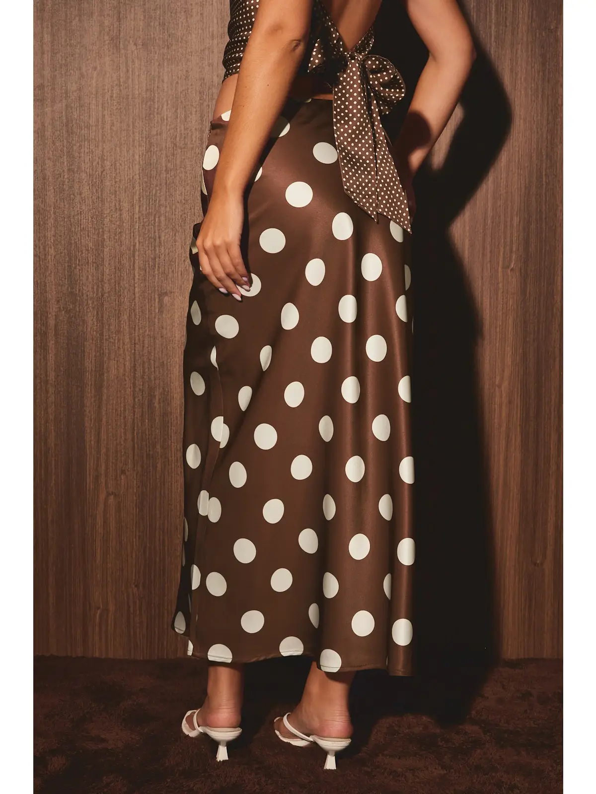 Polka Dot Satin Maxi Skirt