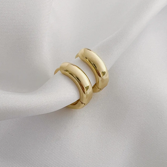 Chunky Huggie Hoops Earrings Gold Filled