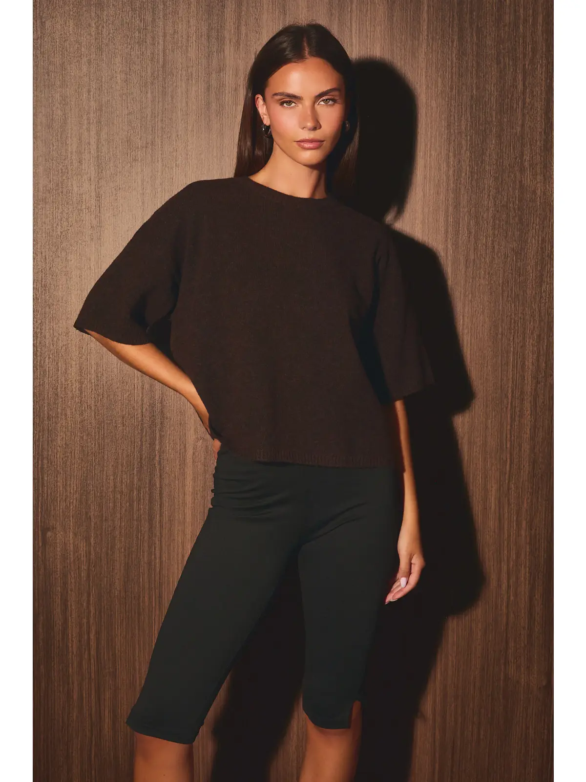 Brown Knit Sweater Top