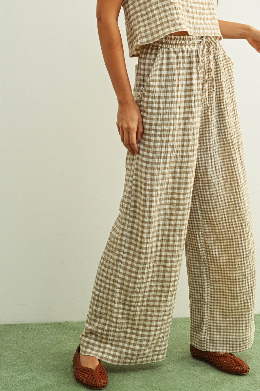Gingham Straight Pants