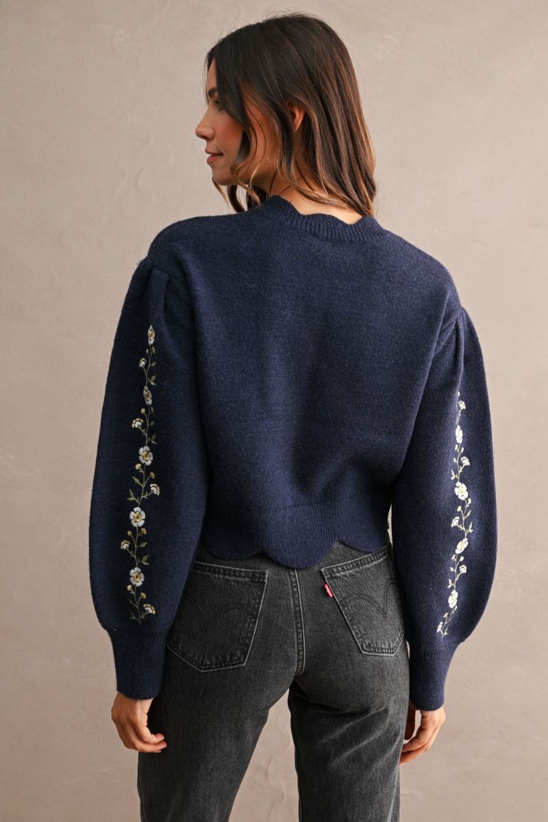 Navy Garden Sweater