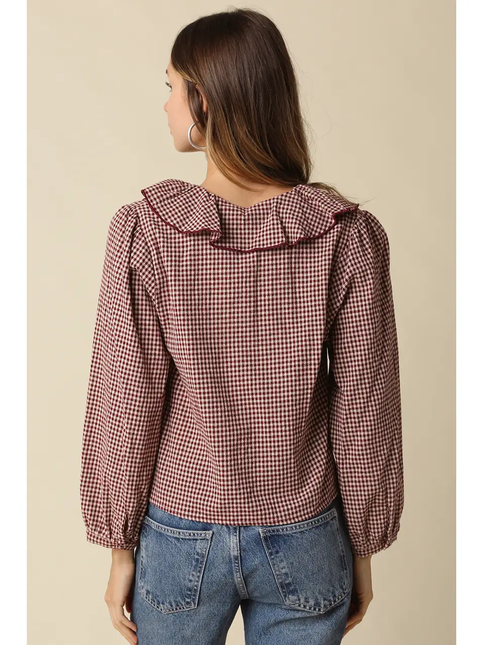 Alexa Gingham Ruffle Blouse