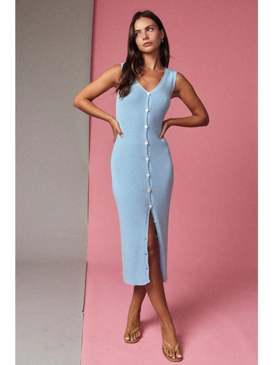Button Front Rib Dress