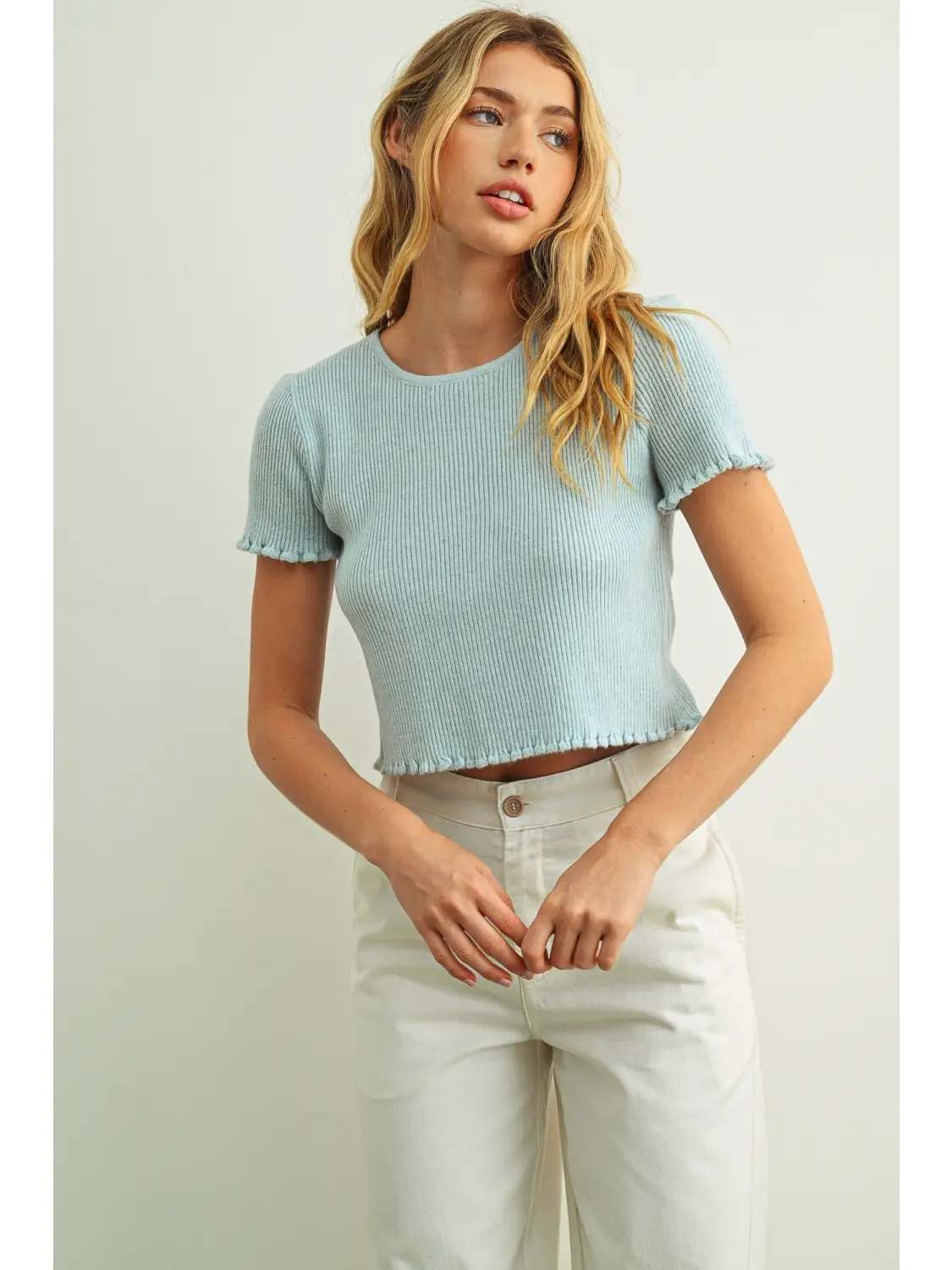 Ruffle Him Ribbed Top