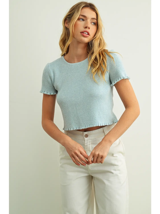 Ruffle Him Ribbed Top