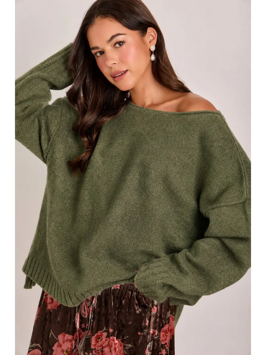 Olive Boatneck Sweater