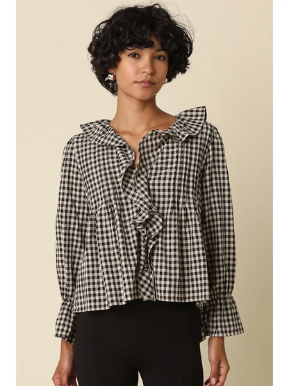 Hazel Gingham Ruffle Blouse