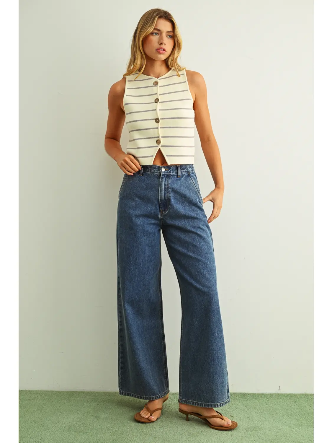 Stripe Pattern Knitted Vest